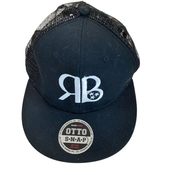 Otto RB Classic Trucker Snapback Cap Embroidered Black One Size Fits All - Picture 1 of 5